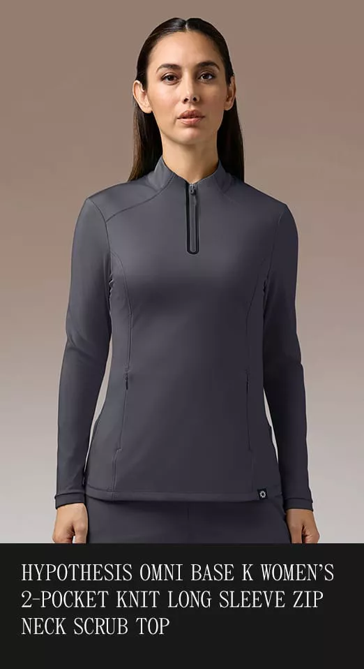 Long Sleeve Zip Neck Scrub Top