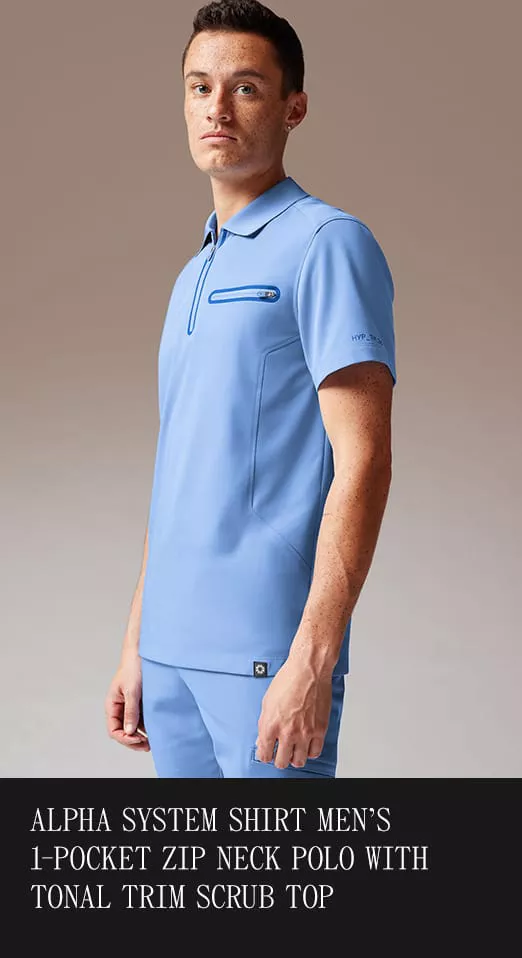 Neck Polo with Tonal Trim Scrub Top