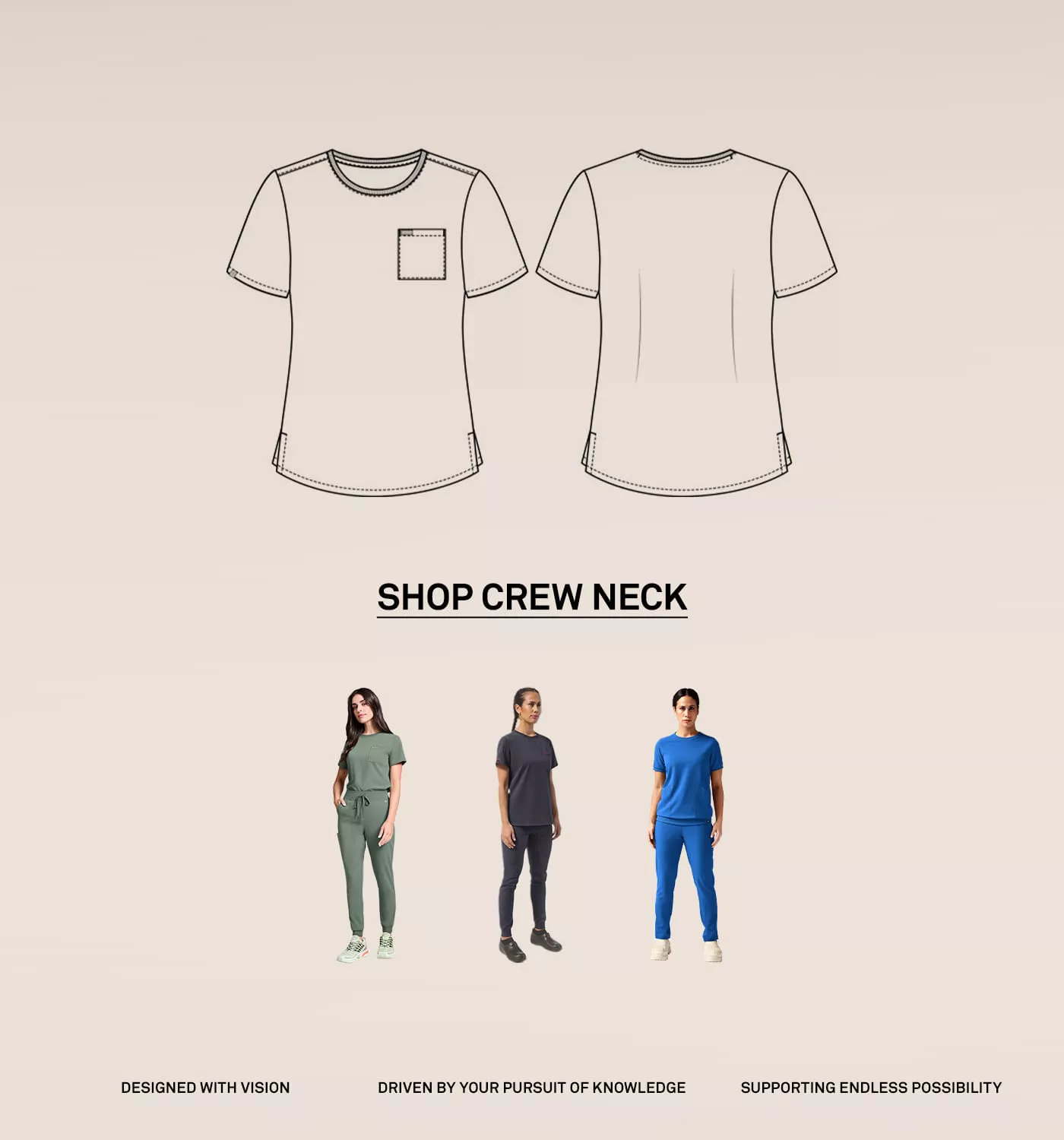 Crew Neck Scrub Tops