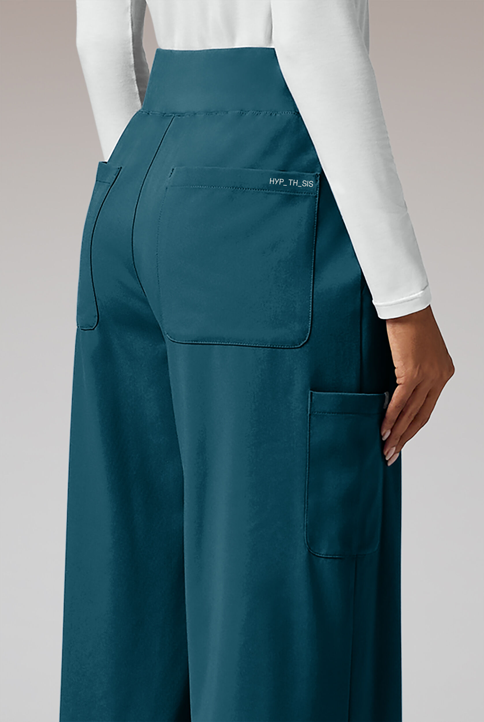 Hypothesis Women's 2-Pocket STRETCH Yoga Waistband Wide Leg Scrub