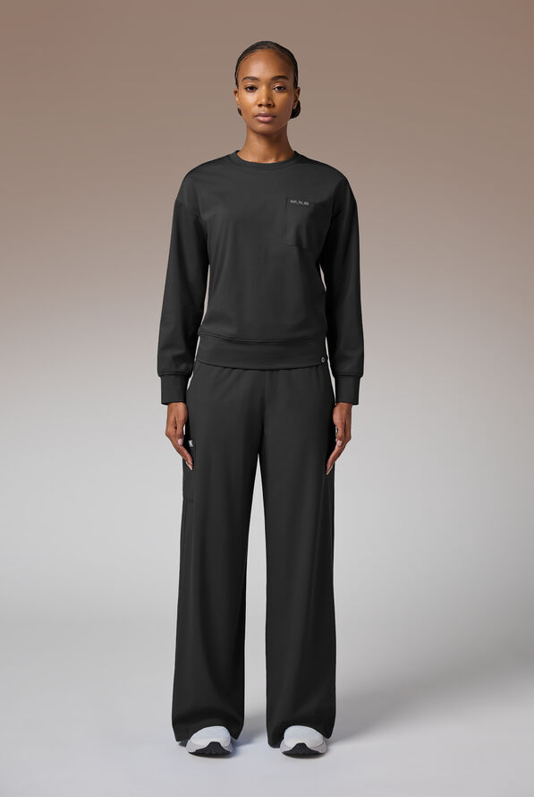 Hypothesis Omni Base Women's Knit Crew Neck Scrub Pullover - Jet Black - 2