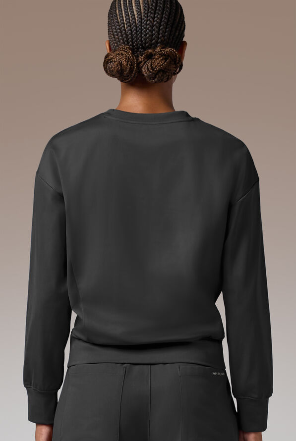 Hypothesis Omni Base Women's Knit Crew Neck Scrub Pullover - Jet Black - 4