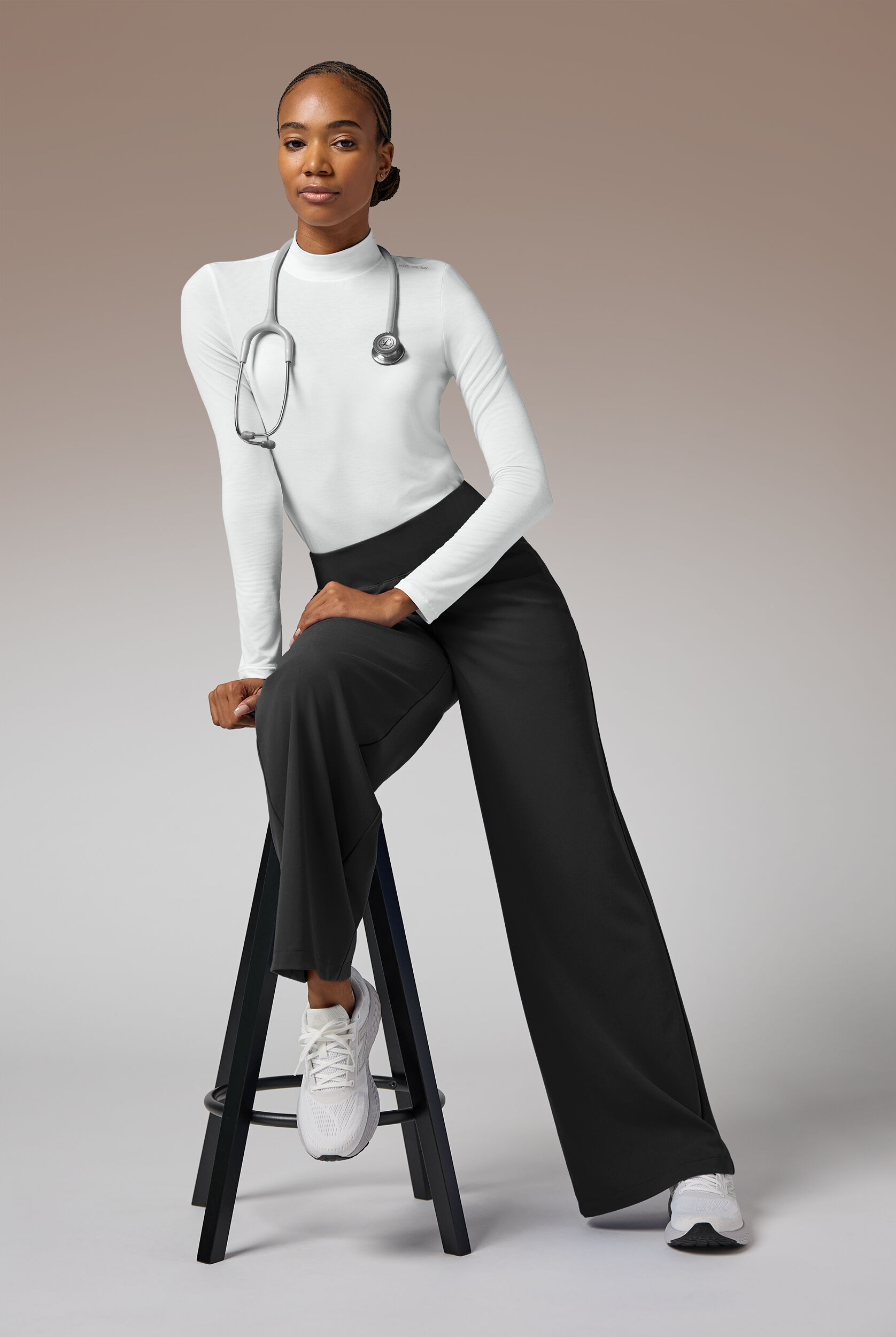 Hypothesis Women's 2-Pocket STRETCH Yoga Waistband Wide Leg Scrub
