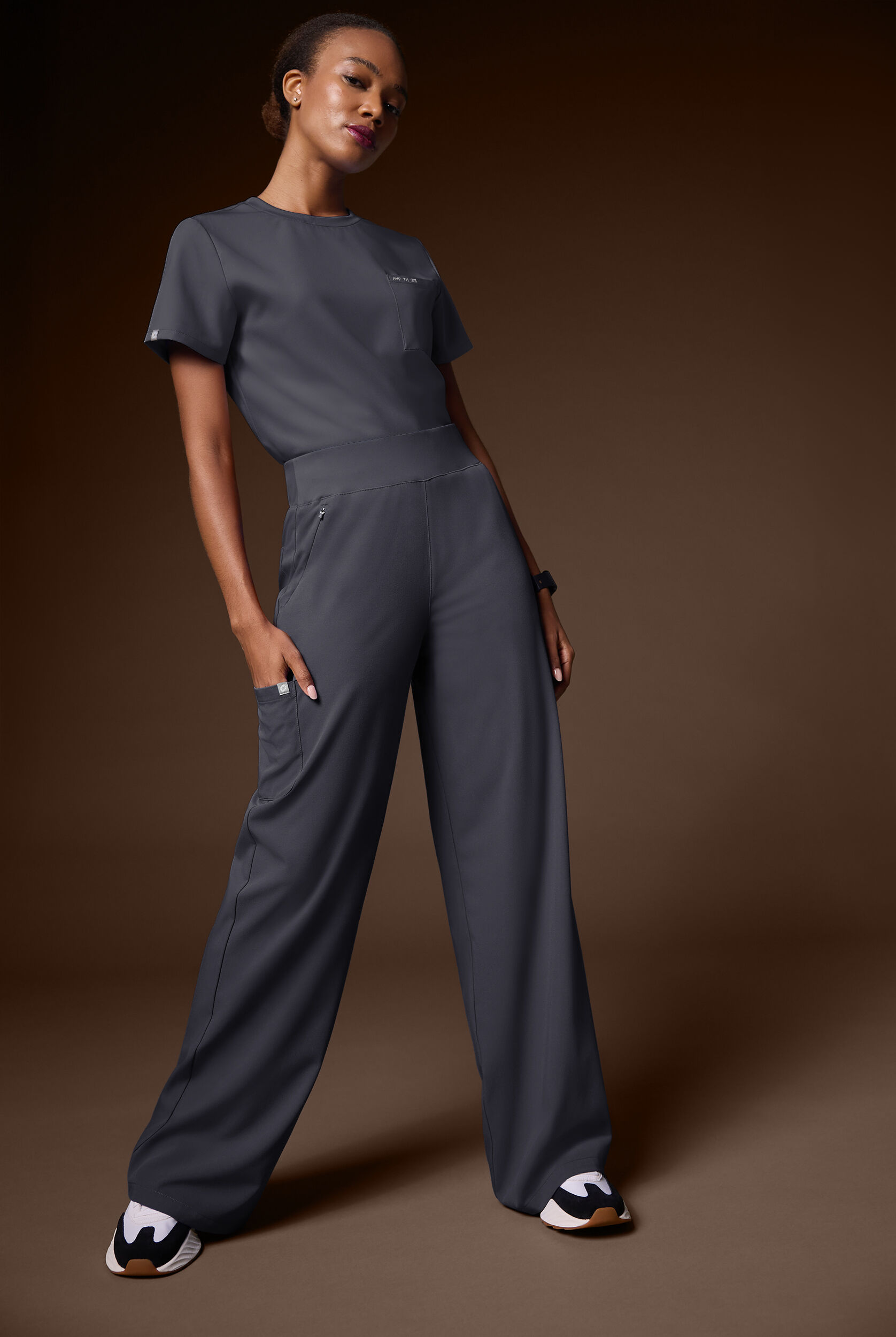 Hypothesis Women's 2-Pocket STRETCH Yoga Waistband Wide Leg Scrub