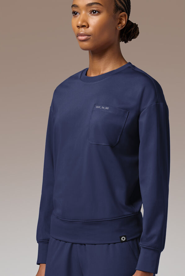 Hypothesis Omni Base Women's Knit Crew Neck Scrub Pullover - Navy - 4