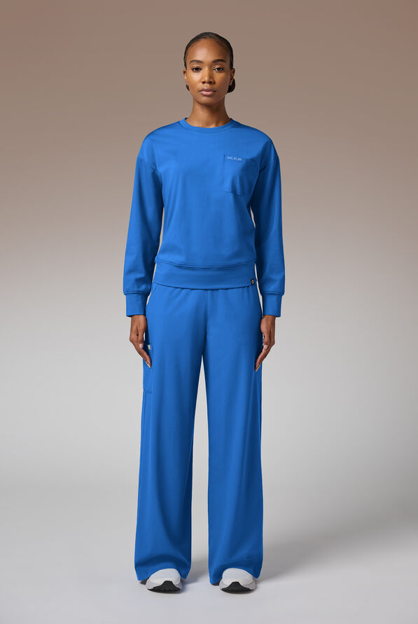 Hypothesis Omni Base Women's Knit Crew Neck Scrub Pullover - Royal - 5