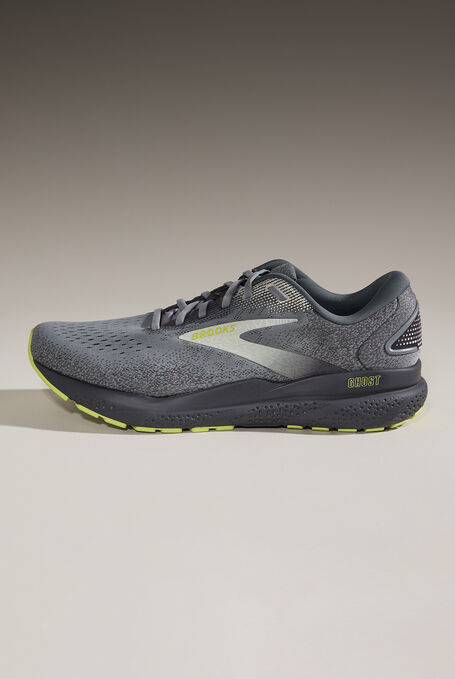 Brooks Men's Ghost 16 Primer/Grey/Lime Athletic Lace Up Nursing Shoes - Grey - 1