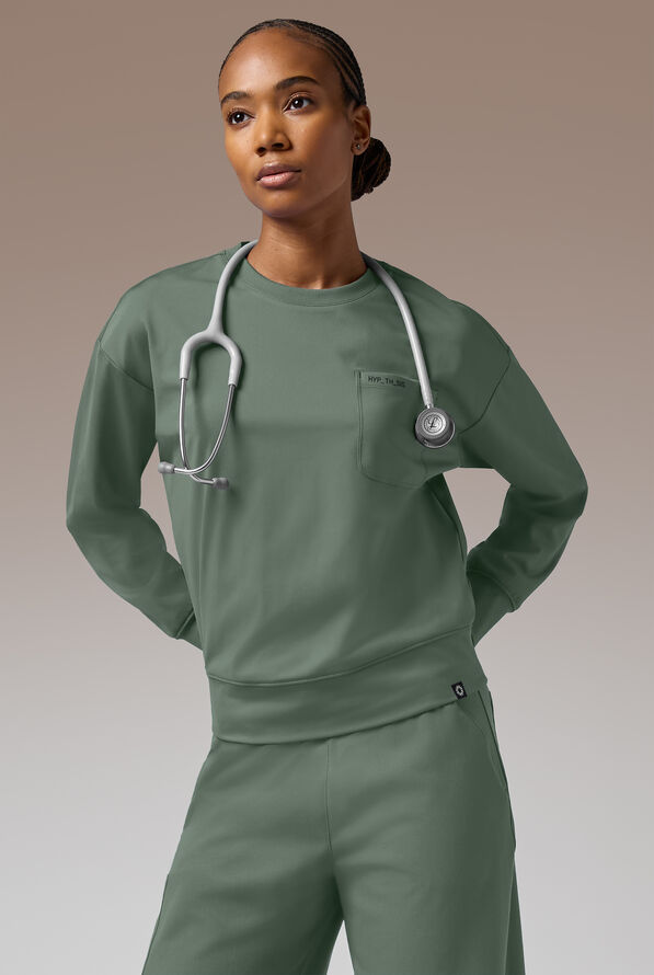 Hypothesis Omni Base Women's Knit Crew Neck Scrub Pullover - Mineral - 1