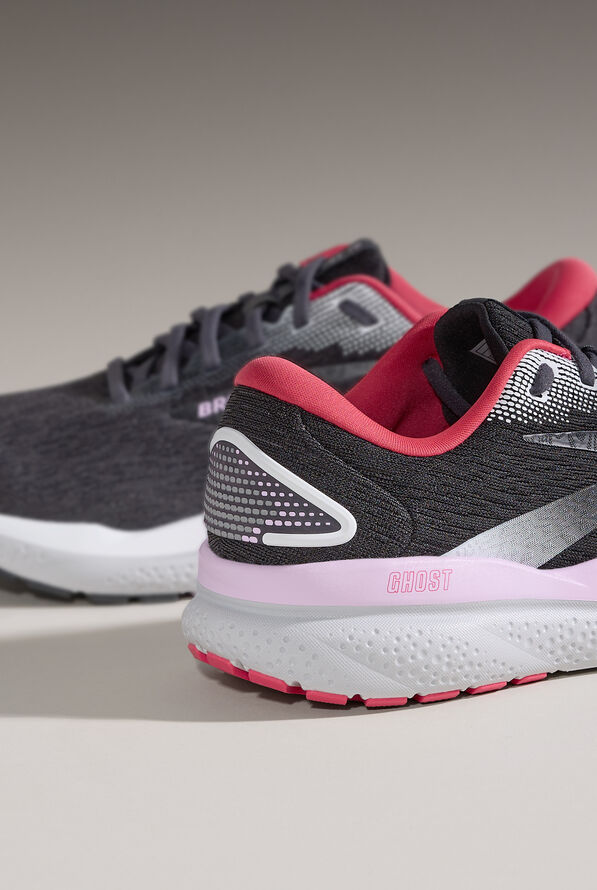 Brooks Women's Ghost 16 Black/Ebony/Raspberry Athletic Lace Up Nursing Shoes - null - 8