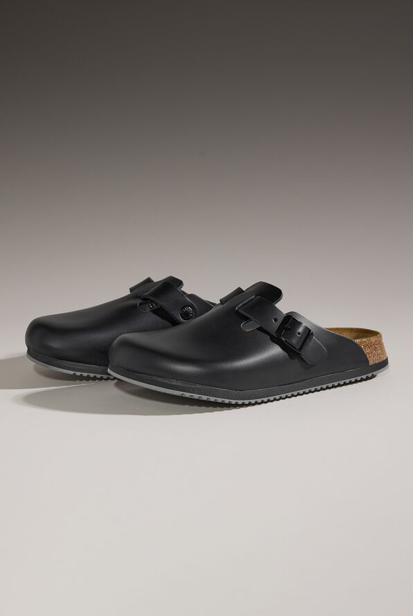 Birkenstock Unisex Boston Super Grip Black Clogs - Black - 3
