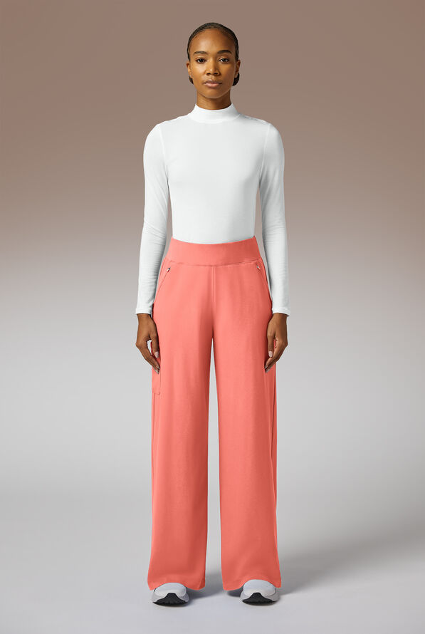 Y-Band Wide Leg Pant - Regular - Petite - Thermal Coral - 2