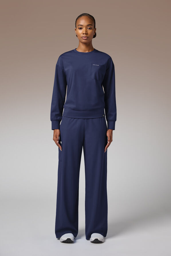 Hypothesis Omni Base Women's Knit Crew Neck Scrub Pullover - Navy - 5