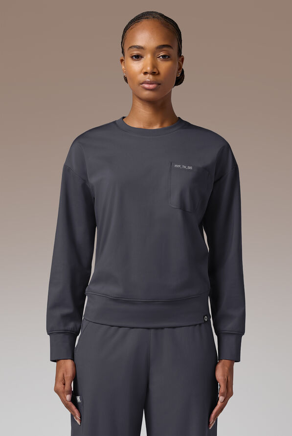 Hypothesis Omni Base Women's Knit Crew Neck Scrub Pullover - Pewter - 5