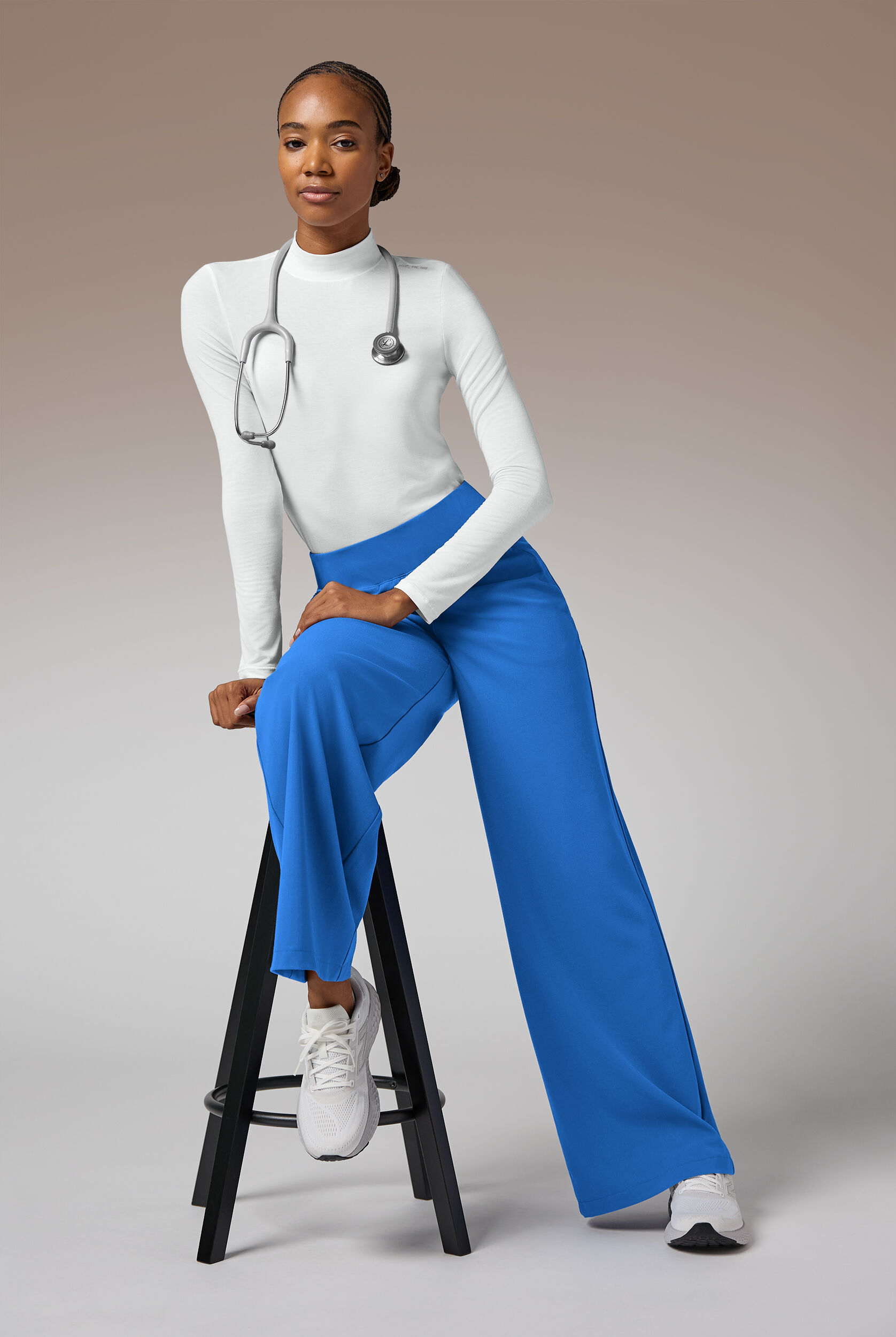 Hypothesis Women's 2-Pocket STRETCH Yoga Waistband Wide Leg Scrub