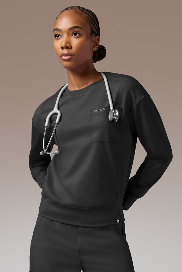 Hypothesis Omni Base Women's Knit Crew Neck Scrub Pullover - Jet Black - 1