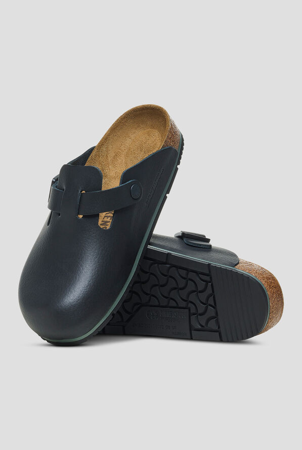 Birkenstock Unisex Boston Pro Black Leather Clogs - Black - 3