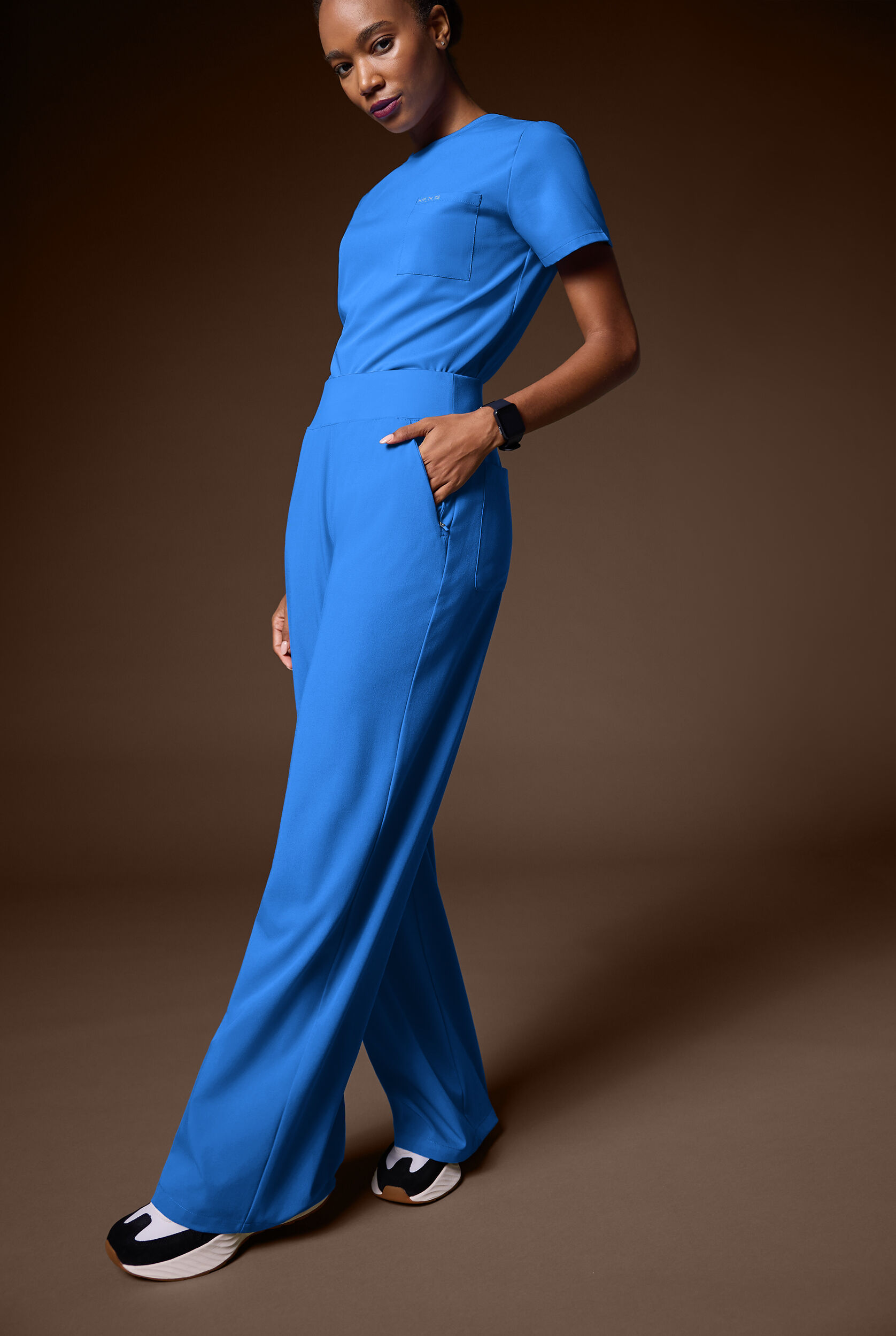 Hypothesis Women's 2-Pocket STRETCH Yoga Waistband Wide Leg Scrub