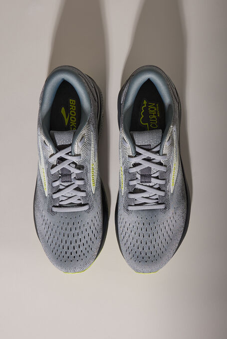 Brooks Men's Ghost 16 Primer/Grey/Lime Athletic Lace Up Nursing Shoes - Grey - 2