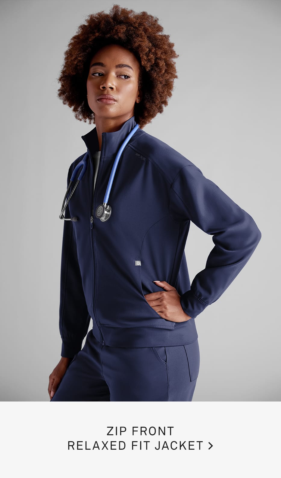 Zip Front Relaxed Fit Jacket Scrubs