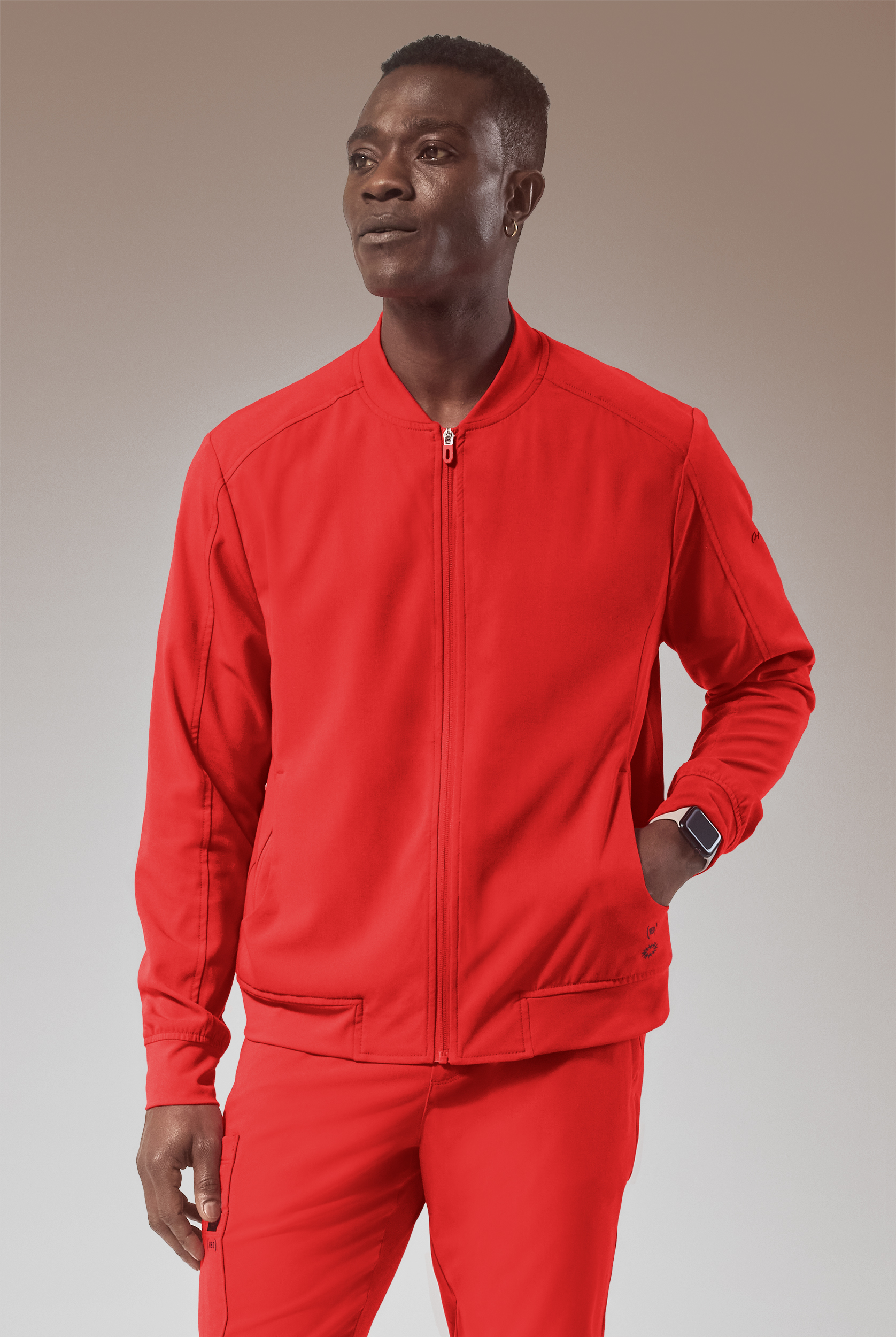 Hypothesis (RED) Omni Men's 3-Pocket Zip Front Scrub Jacket