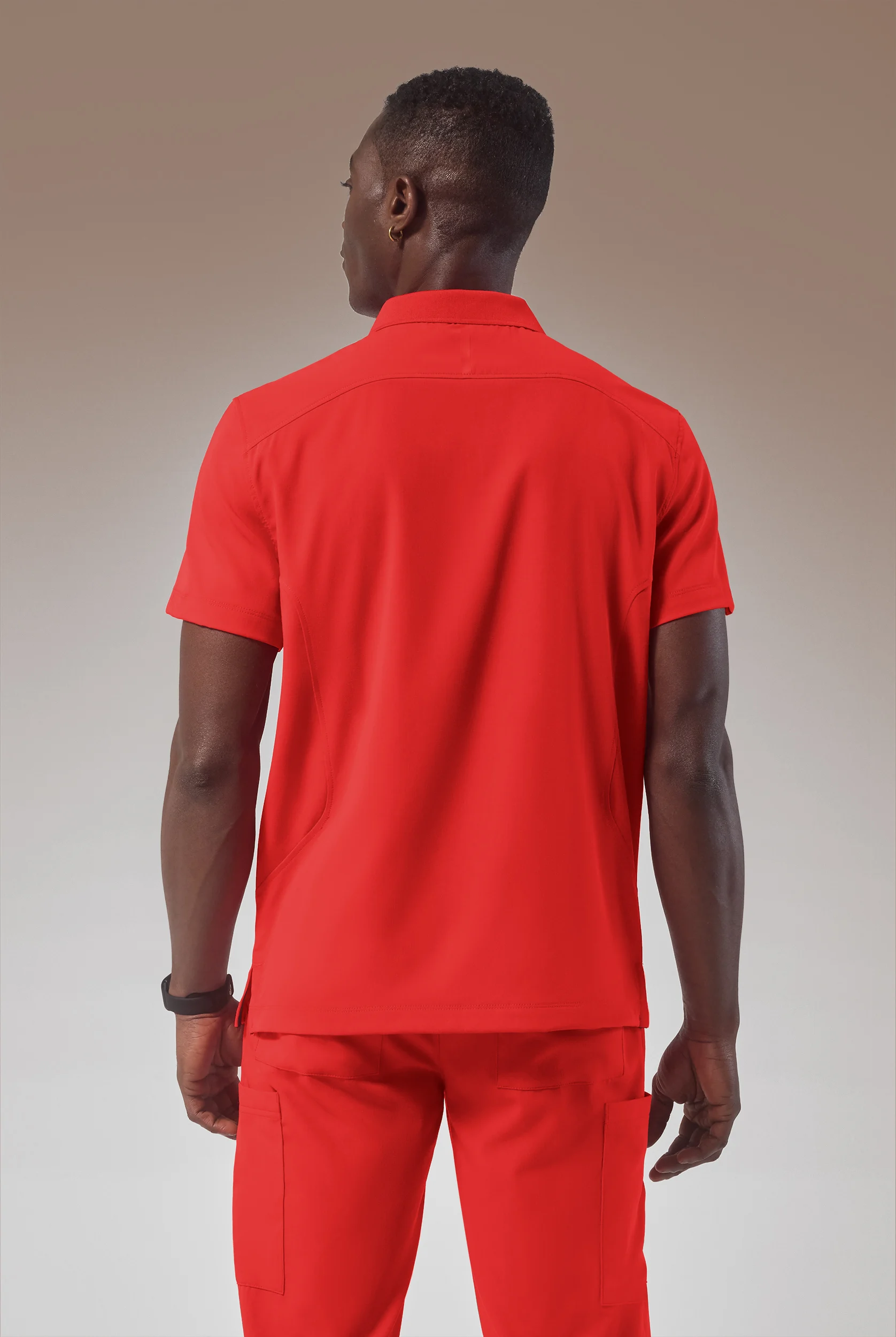 Hypothesis (RED) Alpha System Men&rsquo;s 1-Pocket Zip Placket Polo Scrub Top