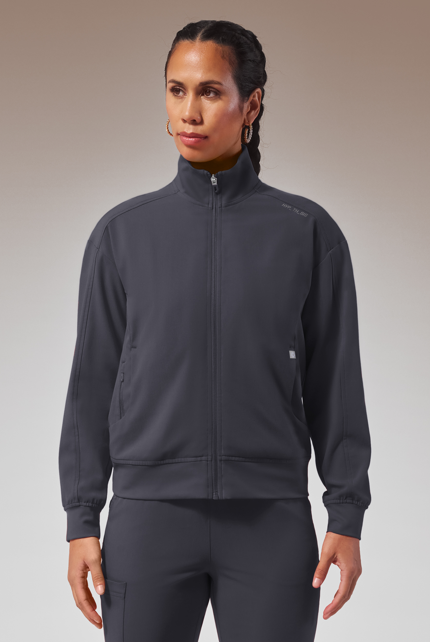 Hypothesis Base Women's 3-Pocket Relaxed Fit Zip Front Scrub Jacket