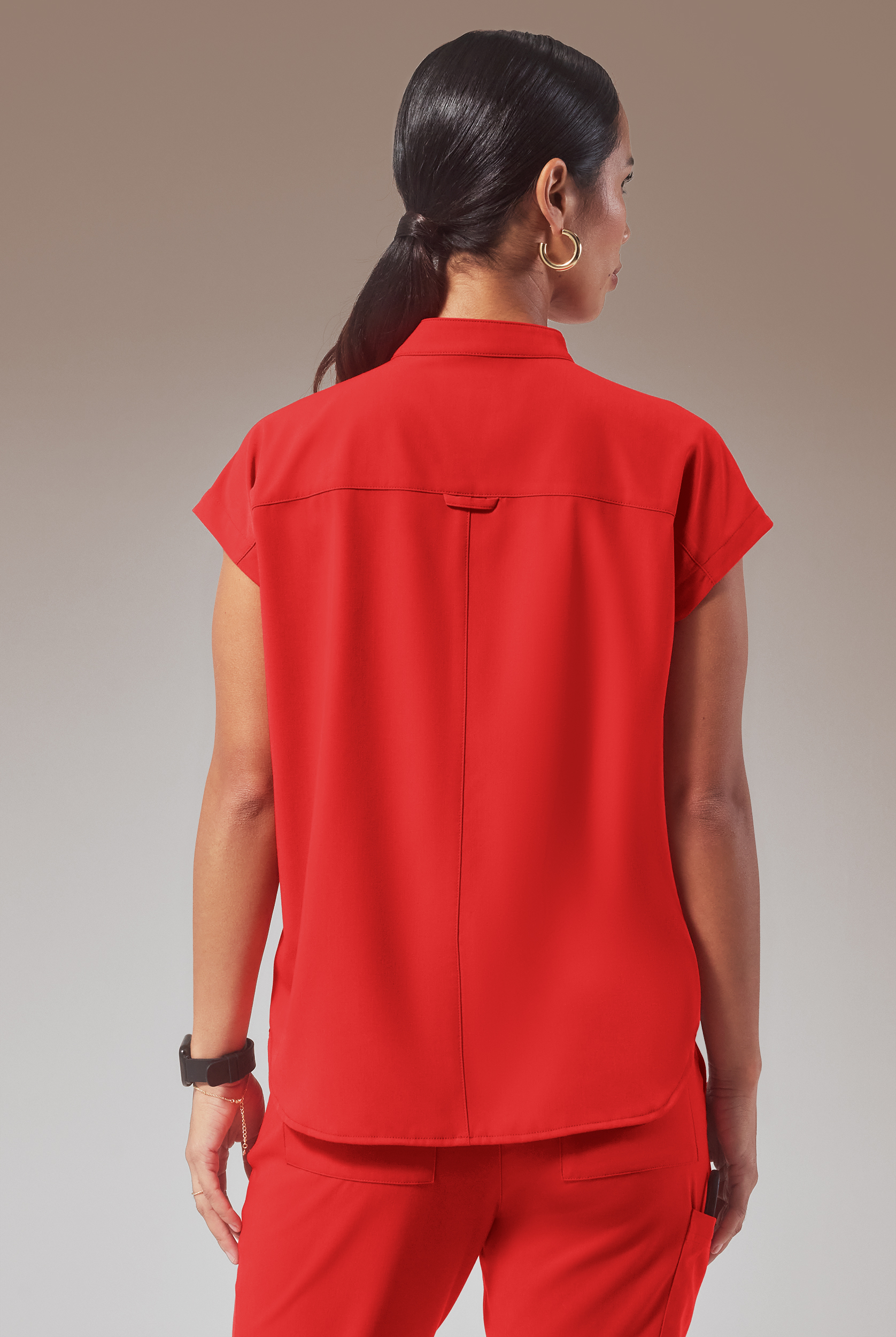 Hypothesis (RED) Meta Oversized Women's 2-Pocket STRETCH Dolman Sleeve Scrub Top