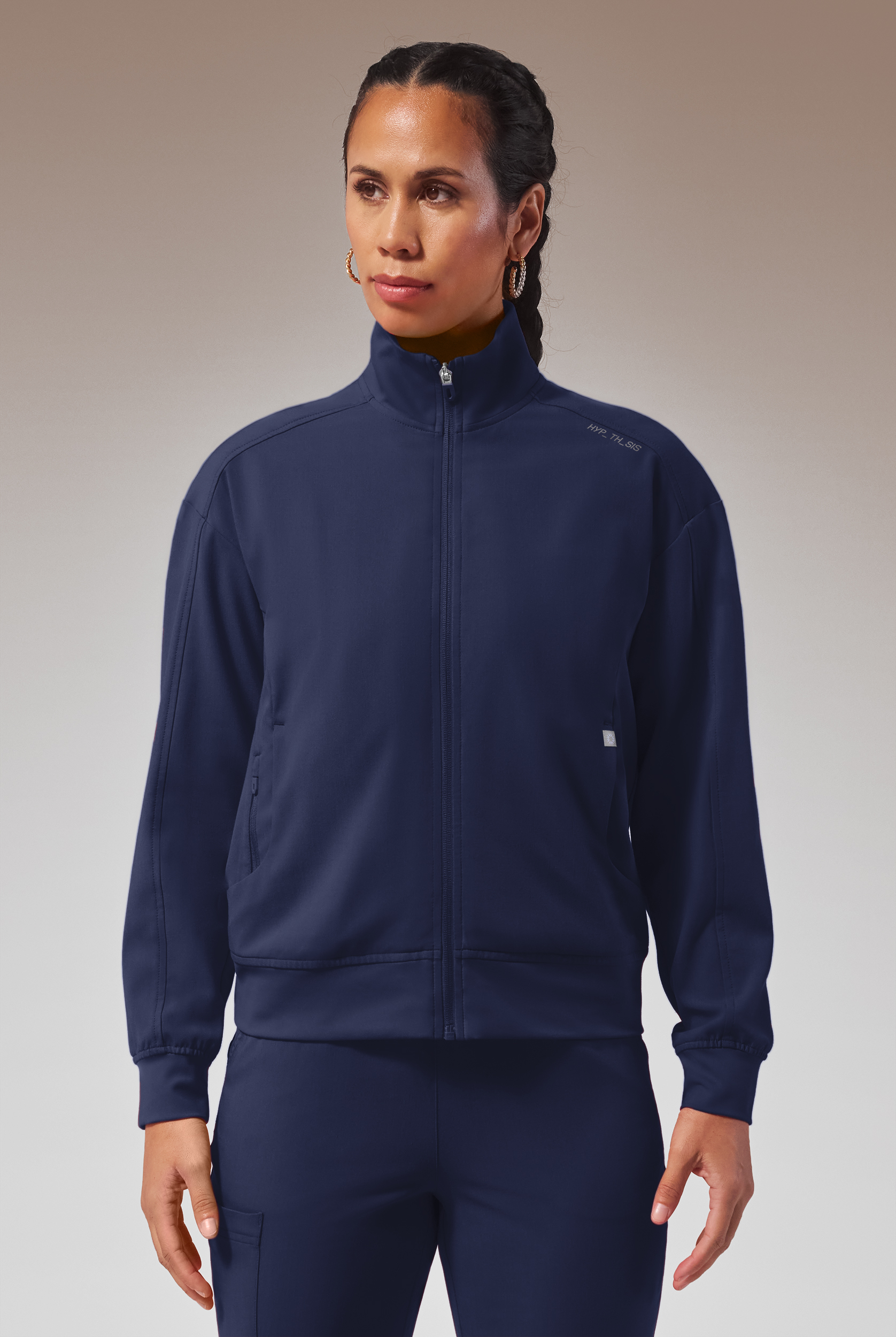 Hypothesis Base Women's 3-Pocket Relaxed Fit Zip Front Scrub Jacket